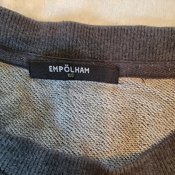 Empolham Oversized Gray Unisex Crew Neck Pull Over Embroidered Sweatshirt - Picture 5 of 7